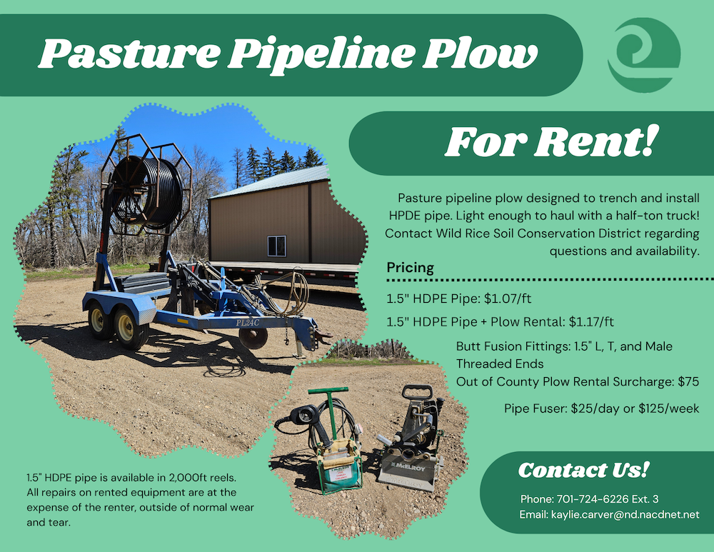 Pasture Pipeline Plow for Rent!